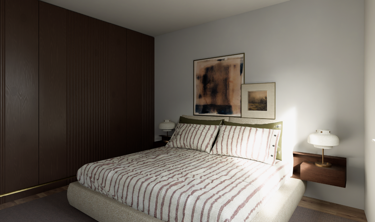 Schlafzimmer mit hochwertiger Innenausstattung