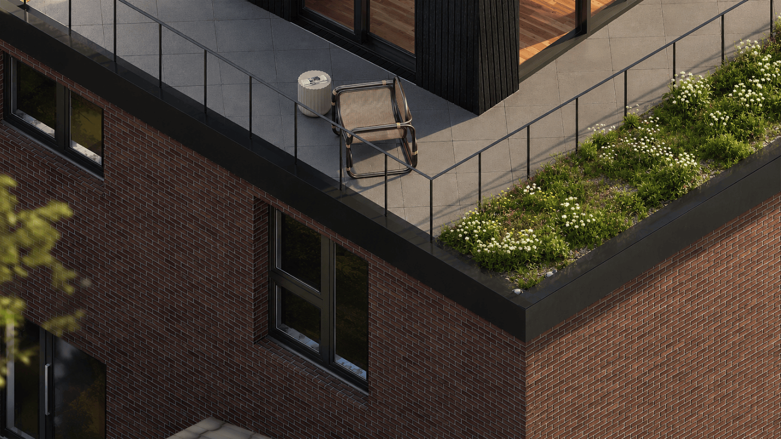 Dachterrasse mit begrüntem Dach und privatem Rückzugsort